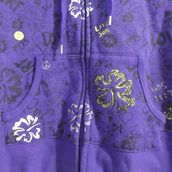 360 SURF | medium | Zip-Up Graphic Purple Hooded Sweatshirt | Hoodie | NWOT - Picture 11 of 16